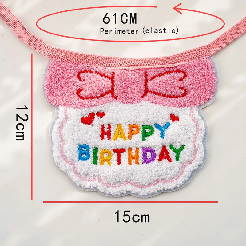 1pc Pet Bib Cats Dogs Burp Cloth Birthday Embroidery Cute Colorful Pets Supplies Bandana Party Clothing Dress Accessories TMZ