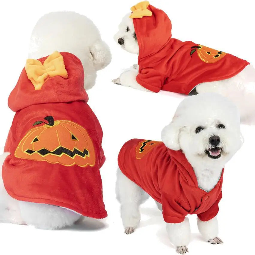 Pet Puppy And Cat Cloth Halloween Party Cosplay Pumpkin Clothes Autumn & Winter Fashion Soft Comfortable Coat Clothing Hot sale