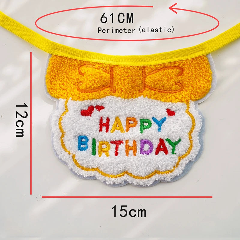 1pc Pet Bib Cats Dogs Burp Cloth Birthday Embroidery Cute Colorful Pets Supplies Bandana Party Clothing Dress Accessories TMZ